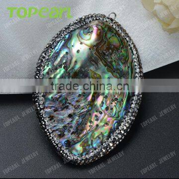 Topearl Jewelry New Design Abalone Shell Pendant Rhinestones Clay Pave Neck Pendant SPD01 photo-2