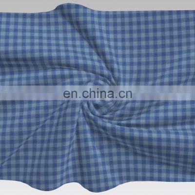 Best Sale 100% Cotton Yarn Dyed Wrinkle Blue Chek Fabric for Blouses