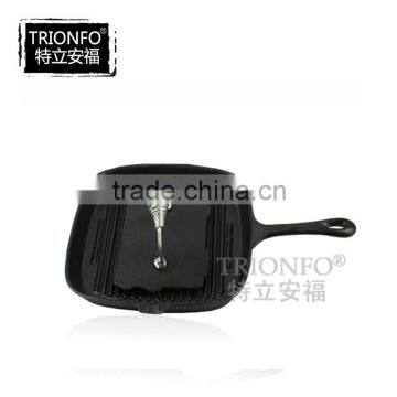 Thread interior bottom Black pre-seasoned rectangular cast iron frying pan