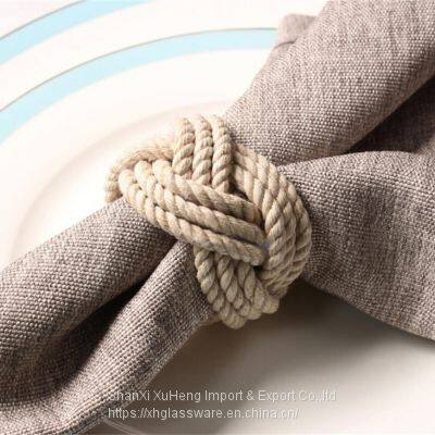 Cotton Rope Knot Napkin Ring Handmade European Style Hemp Napkin Holders Dinner Table Decoration Crafts Wedding Party Supplies