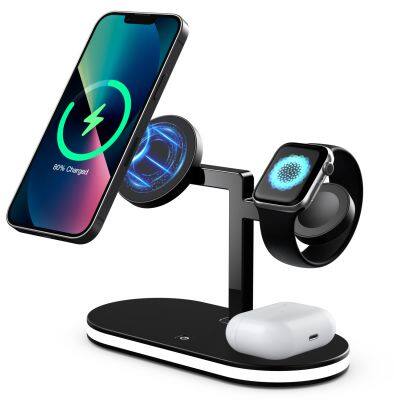 Nouvel arrivage : Chargeur sans fil magnétique 3 en 1, station de charge sans fil pour plusieurs appareils, support de station de charge rapide pour iPhone