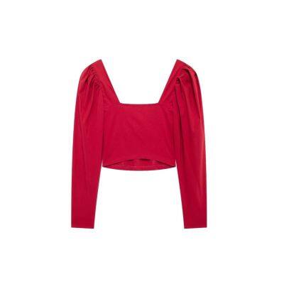 Sommermode, neues Design, Damen-T-Shirt, europ?ischer Stil, grenzüberschreitender Lolita-Stil, Hochbund, Herzkragen, Oberteil mit Ballonsleeves