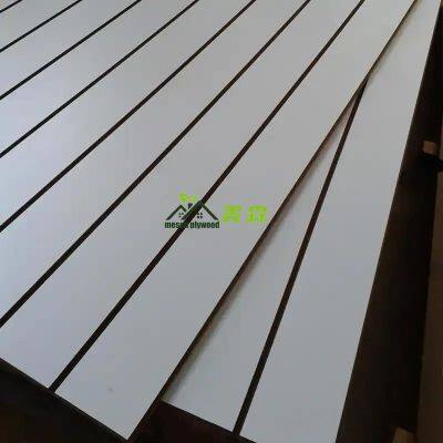 Cabinet Wood Faced UV Raw Laminated Veneer Slot Slotted Waterproof Moisture Resistant Glossy Fancy Fiberboard Plain Melamine MDF photo-4