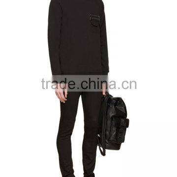 2016 OEM Custom Mens Black Zip Pocket Pullover Sweatshirts