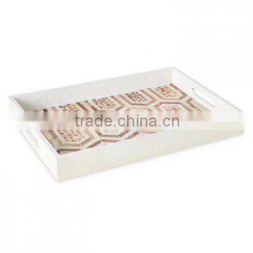 High end quality best selling special newest designed white MOP inlay rectagular serving Tray from Vietnam