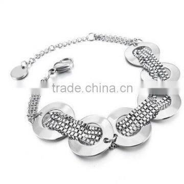 Women's Stainless Steel Bracelet Link Wrist Silver Round Box Charm Elegant