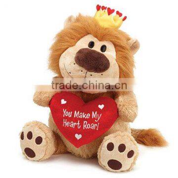 red heart stuffed plush toys, stuffed lion with heart