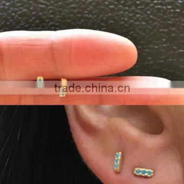 2016 new fashion gold jewelry micro pave turquoise stud earring