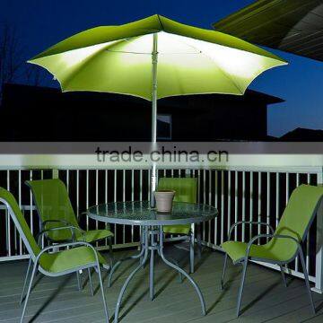 Solar Powered Patio Umbrella with 24 LED Lights Gray