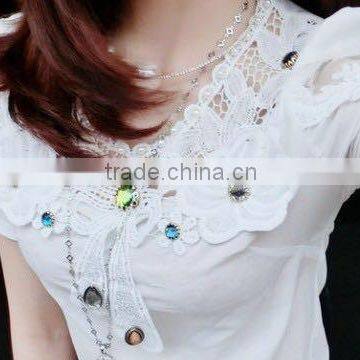 Embroidered Water Soluble Milk Fiber White Collar photo-2