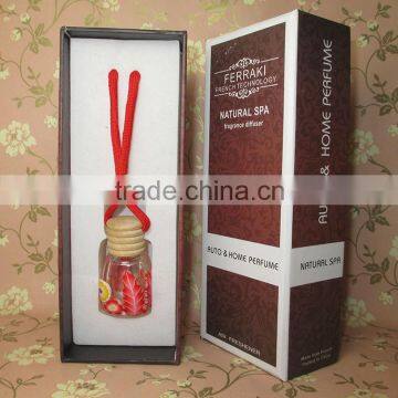 Haning car perfume set/car air freshener with square clear glass bottle                        
                                                Quality Choice