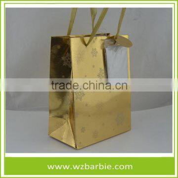 Customized Snowflake Recycable Paper Shopping/Gift Bag With Handle