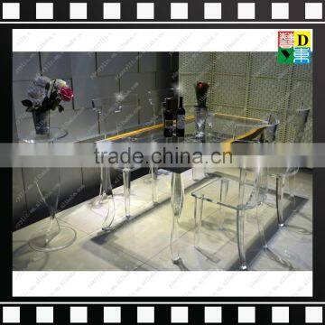 2016 Hot Sale Popular Transparent/ Clear Acrylic Dining Table With 4 Chairs for Home/ Hotel/ Restaurant