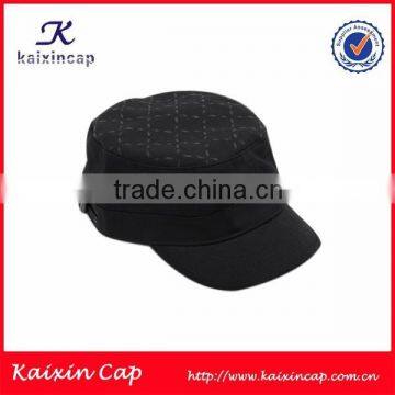 Newest Desgin Black Cotton Twill Military Cap Flat Top Hat Newest Cap