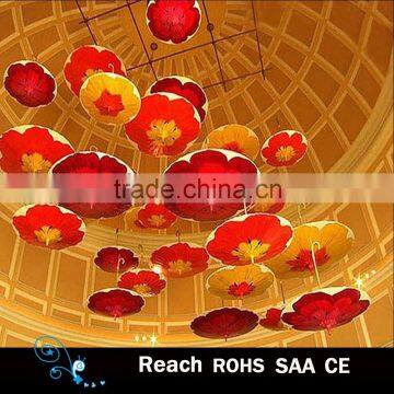 Hanging decorative flower umbrella for atrium decoration