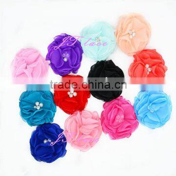 Chiffon flower appliques, fabric flowers bulk, silk poppies, small fabric embellishments