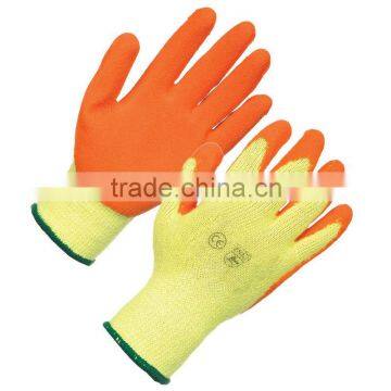 LATEX ORANGE RUBBER WORK GLOVES BUILDER GARDENING SAFETY GRIP LG014