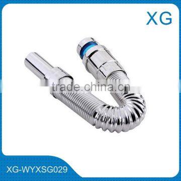 Flexible PVC corrugation chrome coated hose for basin/pvc costed steel wire reinforced flexible pipe/silver color basin hose