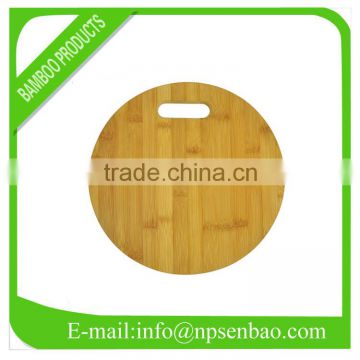 Multi-function round bamboo cutting board with handle