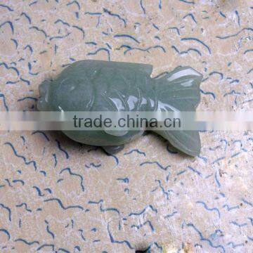 Fashion natural green aventurine fish carved gemstone