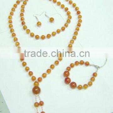 Fashion necklace red agate 8mm round beads necklace with earrin and bracelet jewelry