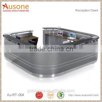 glossy black and grey tetragonum black reception counter table design