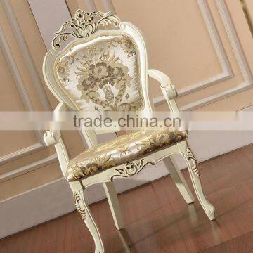 European noble antique carved white royal high back wooden chair