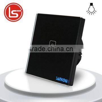 Factory Direct SANKOU Electrical Touch Switches Dimmer EU Standard Black Crystal Glass+LED 1Gang Light Lamps Wall Dimmer Switch