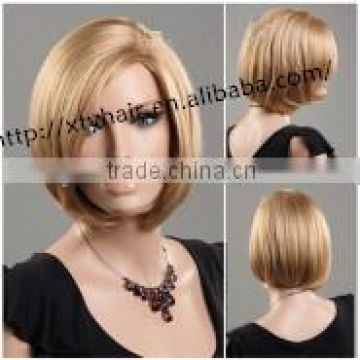 best selling pretty machine made wigs fashion blonde short wig short curl natural 100% Japanese synthetic wigs