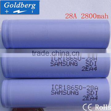 Big sale! e-cigs battery non-protected 18650 samsung 2800mah 3.7v ICR18650-28A storage battery for electric toys