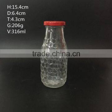 300ml 250ml glass milk bottle with metal lug cap