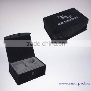 customize cardboard magnetic lid and Velvet paper box packaging