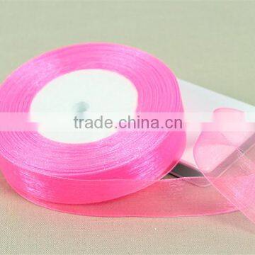 pink double sided sheer organza ribbon Wedding birthday party Applique Accessory gift craft 0.3 0.6 0.8 1.2 1.5 2.5 5 cm