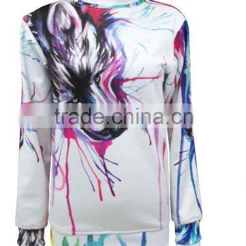 2015 Sublimation Print Custom reversible sweatshirt for women with two sides wear