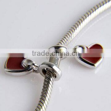 For European Charm Bracelet Custom Sterling Silver Heart Charm