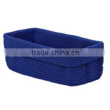 Polypropylene crochet basket bright blue color