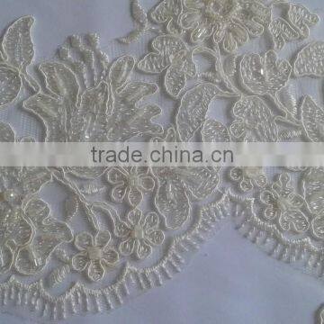 fashionable trendy high quality unique lace trimming design for wedding dress