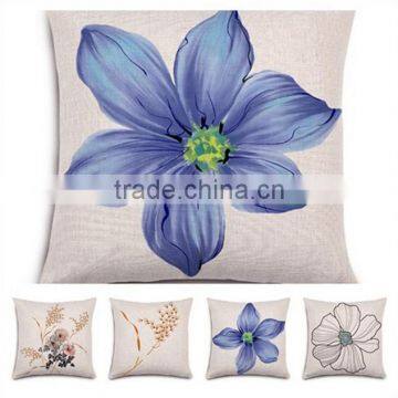 2016 Flowers Blend Linen Decorative Couple Throw Pillow Cover Cushion Case Couple Pillow Case