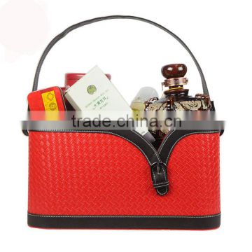 High-grade leather leather basket basket basket small wholesale food packaging gift leather hand basket storage basket