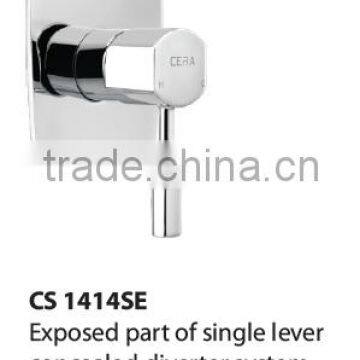 Exposed part of single lever concealed diverter system consisting of operating lever and 2.5 mm thick sheet metal wall flange -