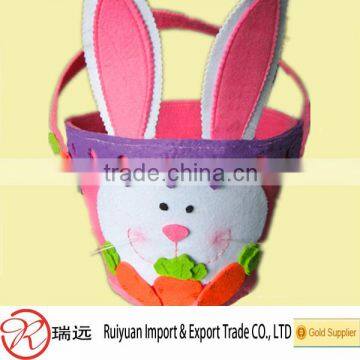 Wholesale hottest felt Easter basket with rabbit and carrot design