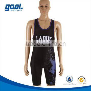 Top quality sublimated spandex custom blank black wrestling singlets