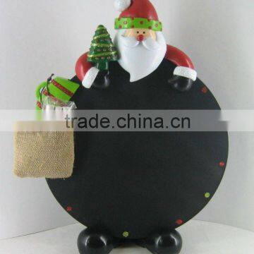 Polyresin blackborad with santa claus for house decoration crafts