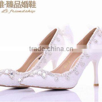 OW19 retail women princess lace heel wedding shoes party shoes