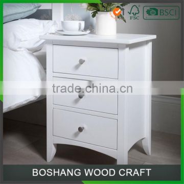 Single white Painted bedroom furniture of nightstand with drawers