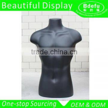 Black Matte Fiberglass Half Body Mannequin Male Muscle Model