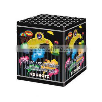 25shots Daytime parachute cake Fireworks with color smokes