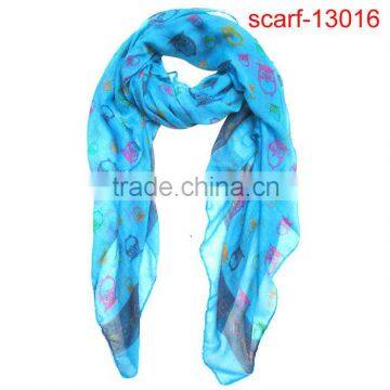 blue owl printting long scarf and shawles