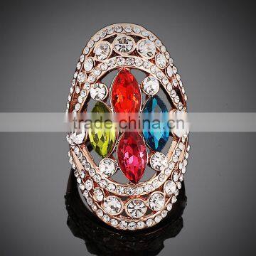 Multicolor yellow red blue zircon ring