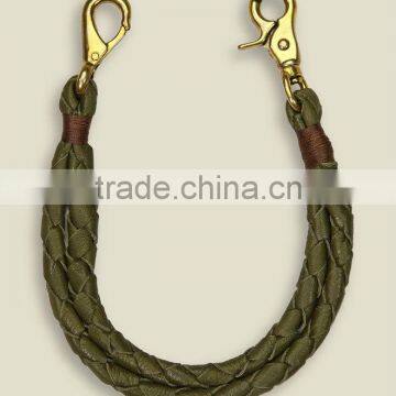 Grain leather/PU leather braied short lanyard